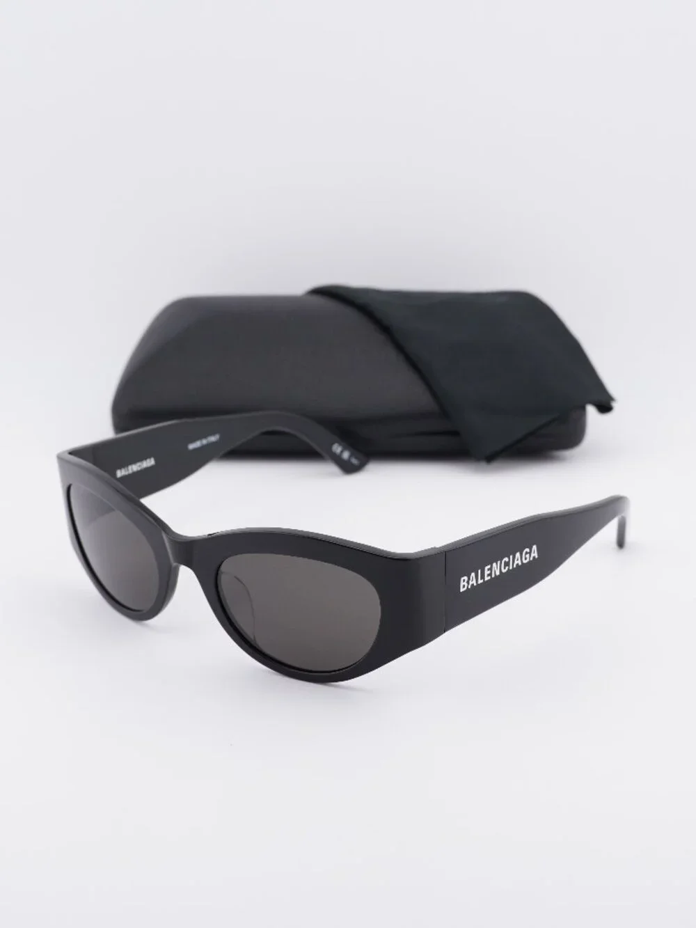 Balenciaga BB0330SK 001 Cat Eye Sunglasses - Black / Grey